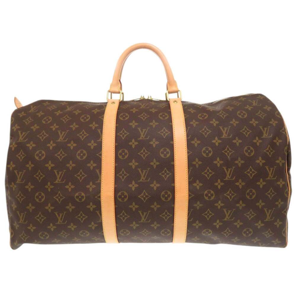 LOUIS VUITTON Authentic Brown Monogram Keepall 55 Boston Bag